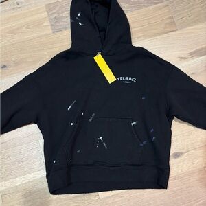 Black Yelabel Hoodie with Paint Splatter NWT